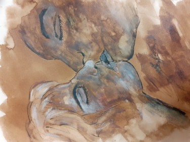 Dessin intitulée "Le baiser" par La Venitienne, Œuvre d'art originale, Encre