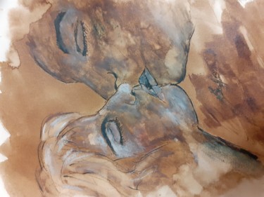 Drawing titled "Le baiser" by La Venitienne, Original Artwork, Ink