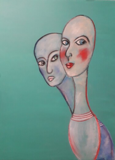 Painting titled "Jeu de filles" by La Venitienne, Original Artwork, Acrylic