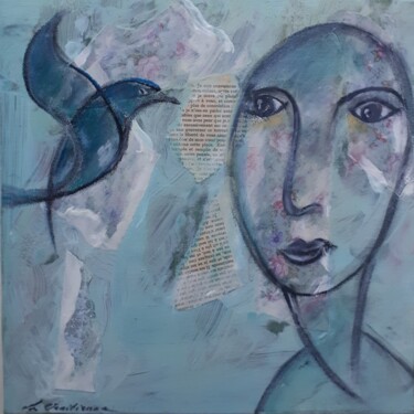 Pintura titulada "l'oiseau bleu 1" por La Venitienne, Obra de arte original, Pastel