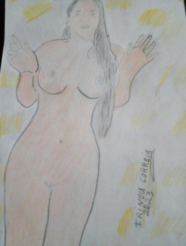 Peinture intitulée "Naked wife" par Escritor Irineu Correia, Œuvre d'art originale, Crayon