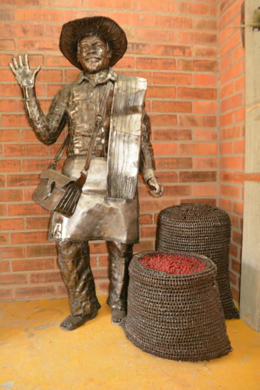 Sculpture intitulée "Juan Valdez" par Escultor Armando Godoy, Œuvre d'art originale, Métaux
