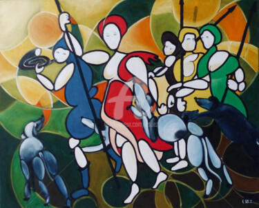 Peinture intitulée "Diane et la chasse" par Esdez, Œuvre d'art originale, Huile Monté sur Châssis en bois
