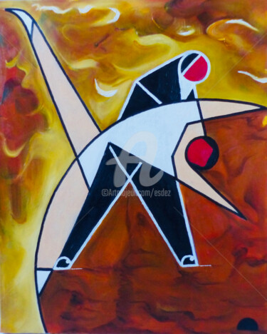 Painting titled "Figure hâtive" by Esdez, Original Artwork, Oil Mounted on Wood Stretcher frame