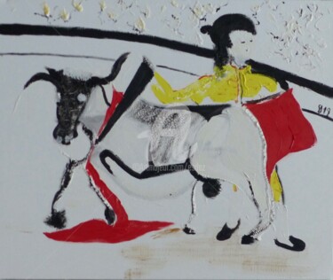 Painting titled "Noble sang" by Esdez, Original Artwork, Oil Mounted on Wood Stretcher frame