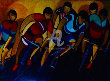 Painting titled "Une partie de maniv…" by Esdez, Original Artwork, Oil Mounted on Wood Stretcher frame