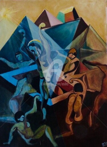 Картина под названием "Résurrection" - Esdez, Подлинное произведение искусства, Масло Установлен на Деревянная рама для носи…