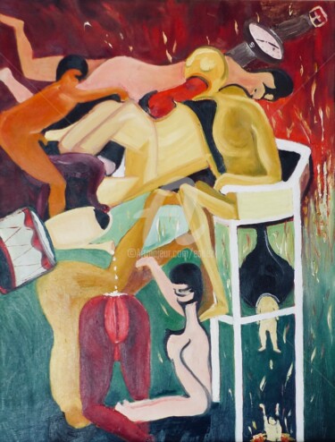 Картина под названием "L'apprentissage" - Esdez, Подлинное произведение искусства, Масло Установлен на Деревянная рама для н…
