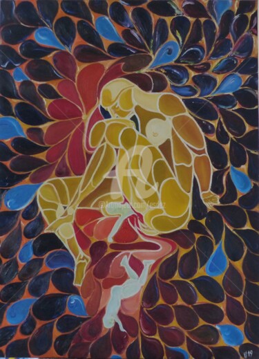 Картина под названием "Descendance" - Esdez, Подлинное произведение искусства, Масло Установлен на Деревянная рама для носил…