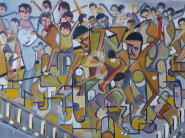 Peinture intitulée "Sprint" par Esdez, Œuvre d'art originale, Huile Monté sur Châssis en bois