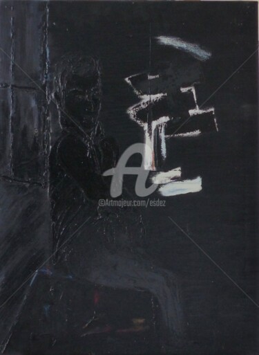 Malerei mit dem Titel "Broyer du noir, ça…" von Esdez, Original-Kunstwerk, Öl Auf Keilrahmen aus Holz montiert
