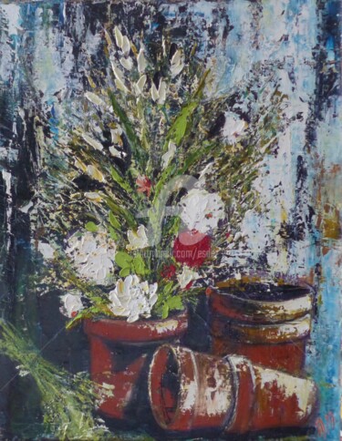 Pintura titulada "Pots en terre" por Esdez, Obra de arte original, Oleo Montado en Bastidor de camilla de madera