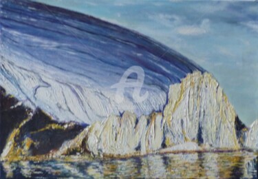 Painting titled "Glacier" by Esdez, Original Artwork, Oil Mounted on Wood Stretcher frame
