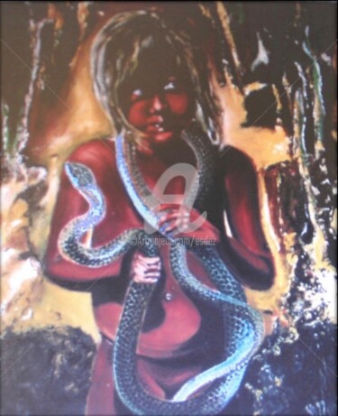 Ζωγραφική με τίτλο "MI-figue, mi-raisin" από Esdez, Αυθεντικά έργα τέχνης, Λάδι
