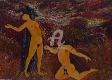 Malerei mit dem Titel "La proposition" von Esdez, Original-Kunstwerk, Öl Auf Keilrahmen aus Holz montiert