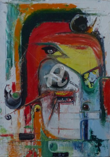 Painting titled "Hypnose" by Esdez, Original Artwork, Oil Mounted on Wood Stretcher frame