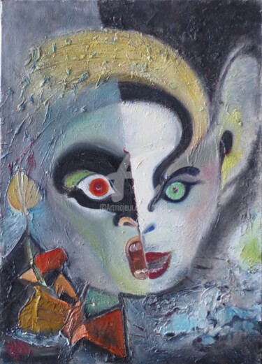 Painting titled "Ils débarquent" by Esdez, Original Artwork, Oil Mounted on Wood Stretcher frame