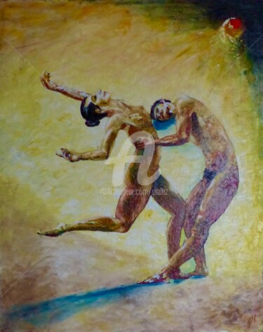 Картина под названием "La grâce" - Esdez, Подлинное произведение искусства, Масло Установлен на Деревянная рама для носилок