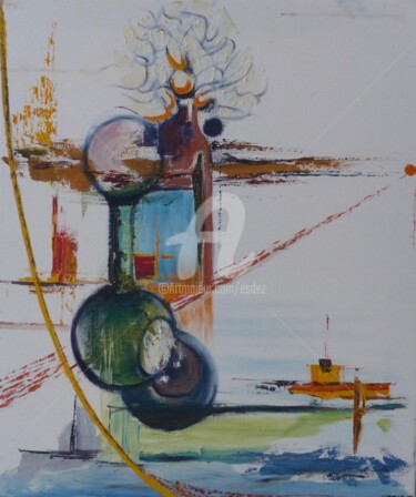 Картина под названием "Périscope" - Esdez, Подлинное произведение искусства, Масло Установлен на Деревянная рама для носилок