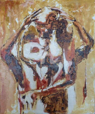 Painting titled "Tendresse N°2" by Esdez, Original Artwork, Oil Mounted on Wood Stretcher frame