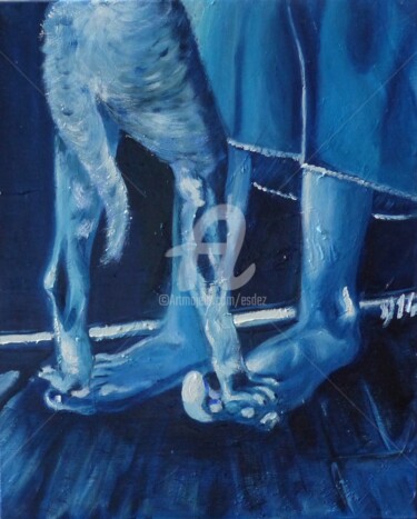 Ζωγραφική με τίτλο "La fête" από Esdez, Αυθεντικά έργα τέχνης, Λάδι Τοποθετήθηκε στο Ξύλινο φορείο σκελετό