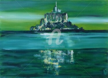 Painting titled "Le mont" by Esdez, Original Artwork, Oil Mounted on Wood Stretcher frame