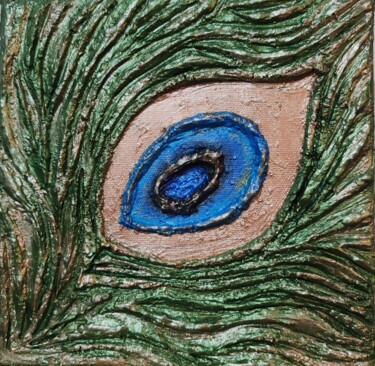 Malerei mit dem Titel "Eye of the peacock" von Esen Susuz Terzi, Original-Kunstwerk, Acryl
