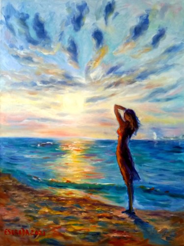 Картина под названием "У моря" - Elena Sereda, Подлинное произведение искусства, Масло
