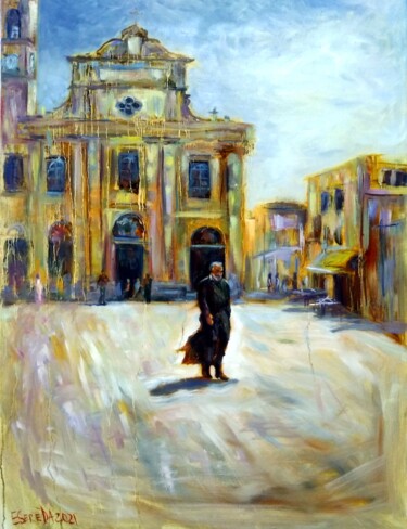 Картина под названием "Перейти площадь" - Elena Sereda, Подлинное произведение искусства, Масло Установлен на Деревянная рам…