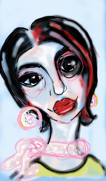 Digital Arts titled "Meisje met roze sja…" by Esmeralda Skverer, Original Artwork, Digital Painting
