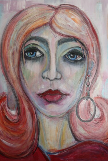Malarstwo zatytułowany „Red Head with One E…” autorstwa Esmeralda Skverer, Oryginalna praca, Akryl