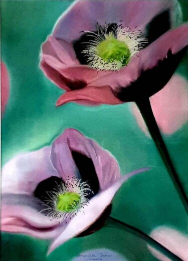 Malerei mit dem Titel "Poppies" von Esmeralda Skverer, Original-Kunstwerk, Pastell