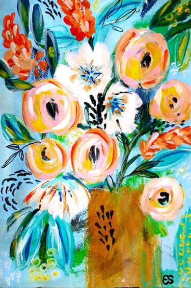 Malerei mit dem Titel "Spring flowers in a…" von Esmeralda Skverer, Original-Kunstwerk, Acryl