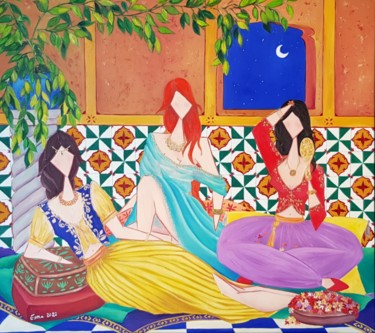 Peinture intitulée "Femmes d'Alger" par Esma, Œuvre d'art originale, Huile