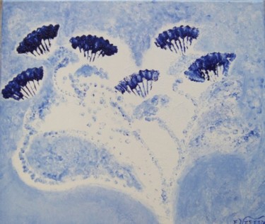 Peinture intitulée "Nature bleue" par Esmeralda Nereida, Œuvre d'art originale, Huile
