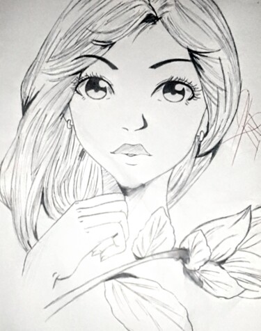 Drawing titled "La belle" by Esméralda Ntabala, Original Artwork, Ballpoint pen