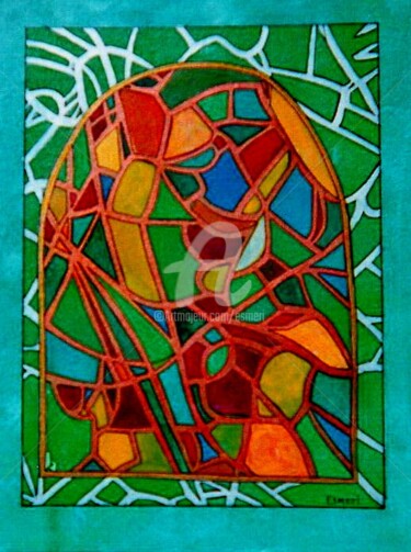 Peinture intitulée "PRINTEMPS "vitrail"" par Esmeri, Œuvre d'art originale, Acrylique Monté sur artwork_cat.