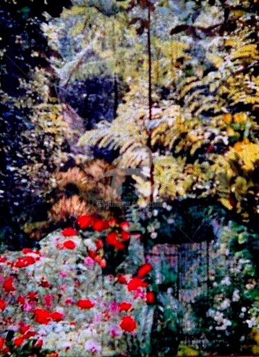 Collages intitolato "FORET FLEURIE" da Esmeri, Opera d'arte originale, Collages Montato su artwork_cat.