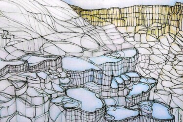 Dessin intitulée "PAMMUKALE DE JOUR" par Esmeri, Œuvre d'art originale, Crayon