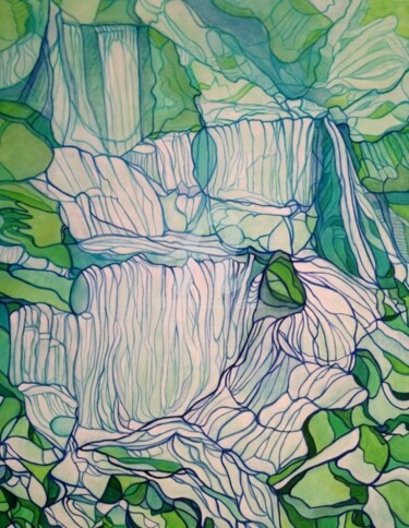 Painting titled "CASCADES" by Esmeri, Original Artwork, Acrylic