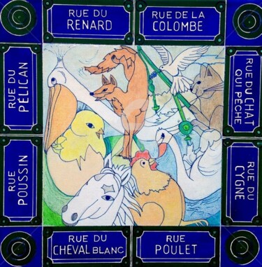 Pittura intitolato "RUE DES ANIMAUX" da Esmeri, Opera d'arte originale, Acrilico
