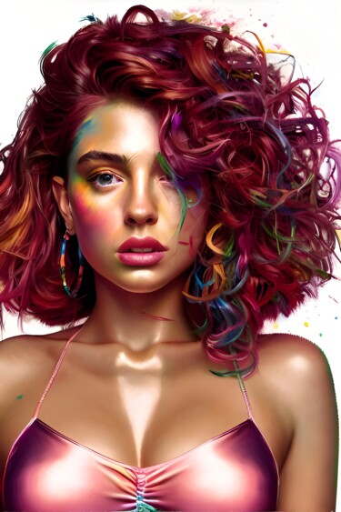 Digitale Kunst getiteld "Red hair" door Esmyart, Origineel Kunstwerk, AI gegenereerde afbeelding