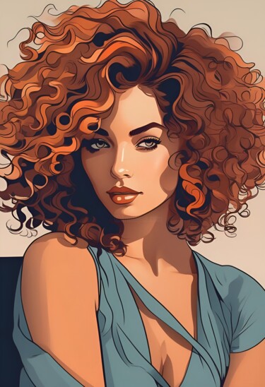 Arte digitale intitolato "Curly Hair Characte…" da Esmyart, Opera d'arte originale, Immagine generata dall'IA