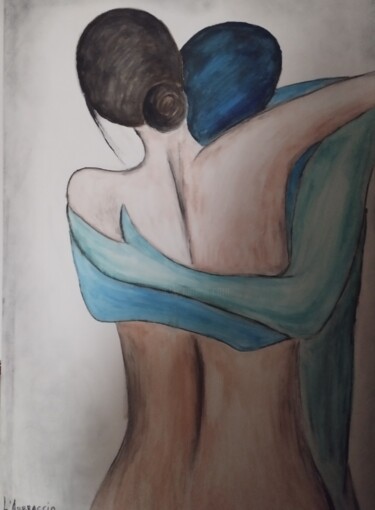 Peinture intitulée ""L'abbraccio"" par Esoterya, Œuvre d'art originale, Aquarelle