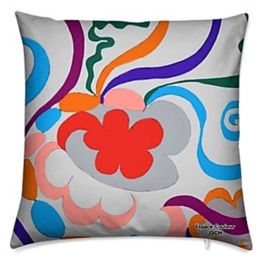 Design intitulée "COUSSIN SOURIRE" par J3cm (Carine), Œuvre d'art originale, Accessoires