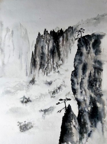 Painting titled "FUJI" by J3cm (Carine), Original Artwork, Watercolor