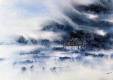 Painting titled "CABANE TCHANQUEE" by J3cm (Carine), Original Artwork, Watercolor