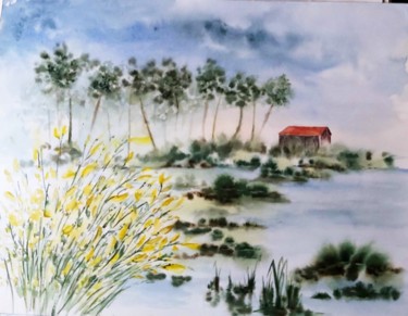 Painting titled "MARAIS" by J3cm (Carine), Original Artwork, Watercolor