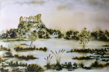 Painting titled "RUINES" by J3cm (Carine), Original Artwork, Watercolor