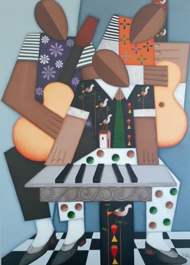 Pintura intitulada "Três Músicos" por Tony Lima, Obras de arte originais, Óleo